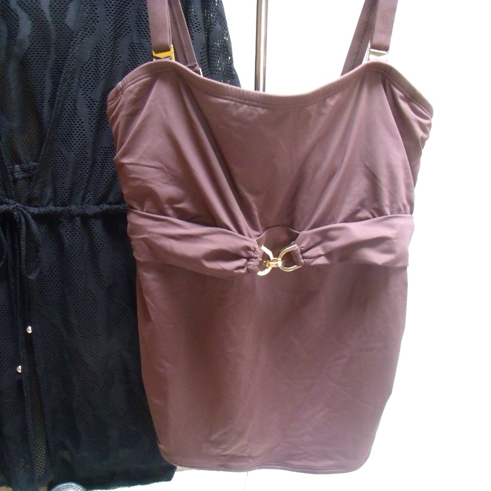 Michael Kors Brown Tankini Top Swim Suit Size 16W NWOT